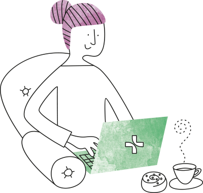 Illustration av kvinna med dator