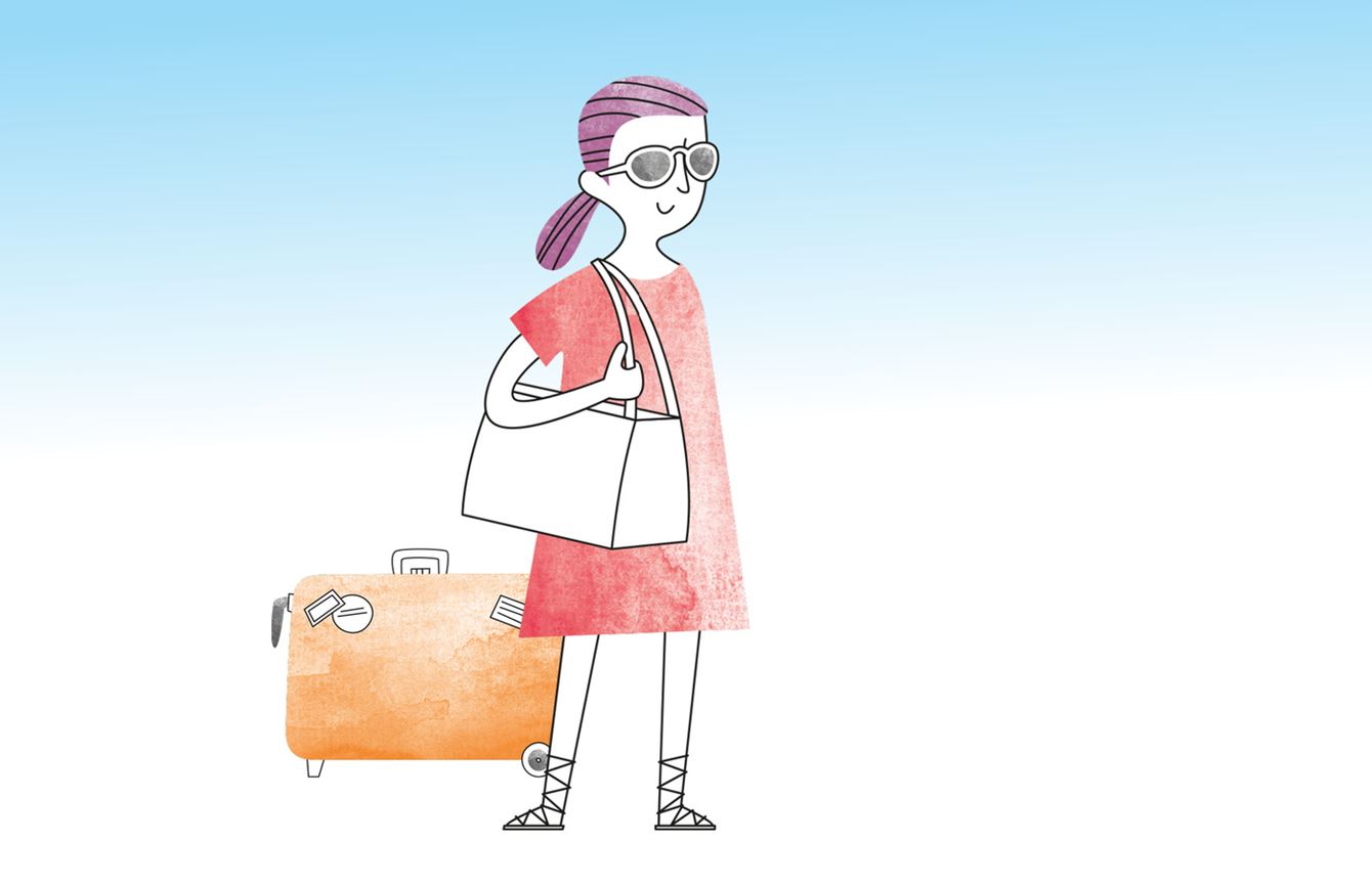 Kvinna med resväska.