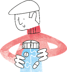 Illustration Gubbe med pillerburk
