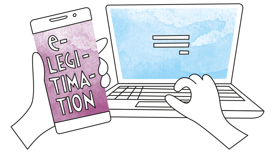 Illustration över en dator och mobil med e-legitimation