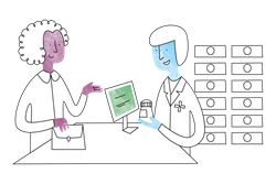 Fullmakt illustration möte farmaceut kund