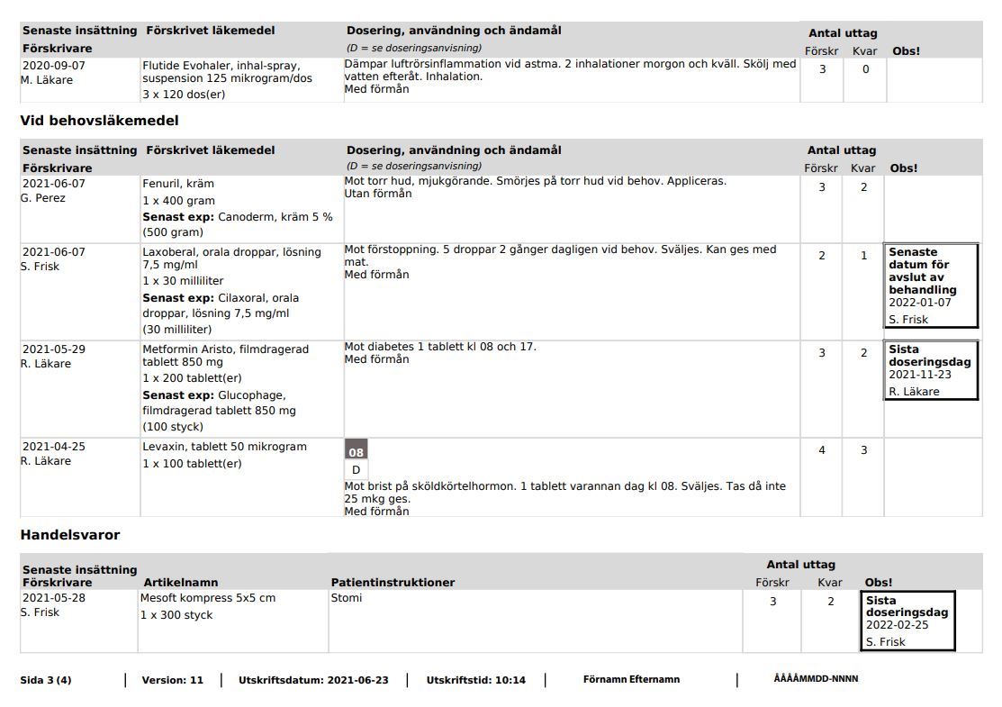 tredje sidan av utskriften Förteckning recept